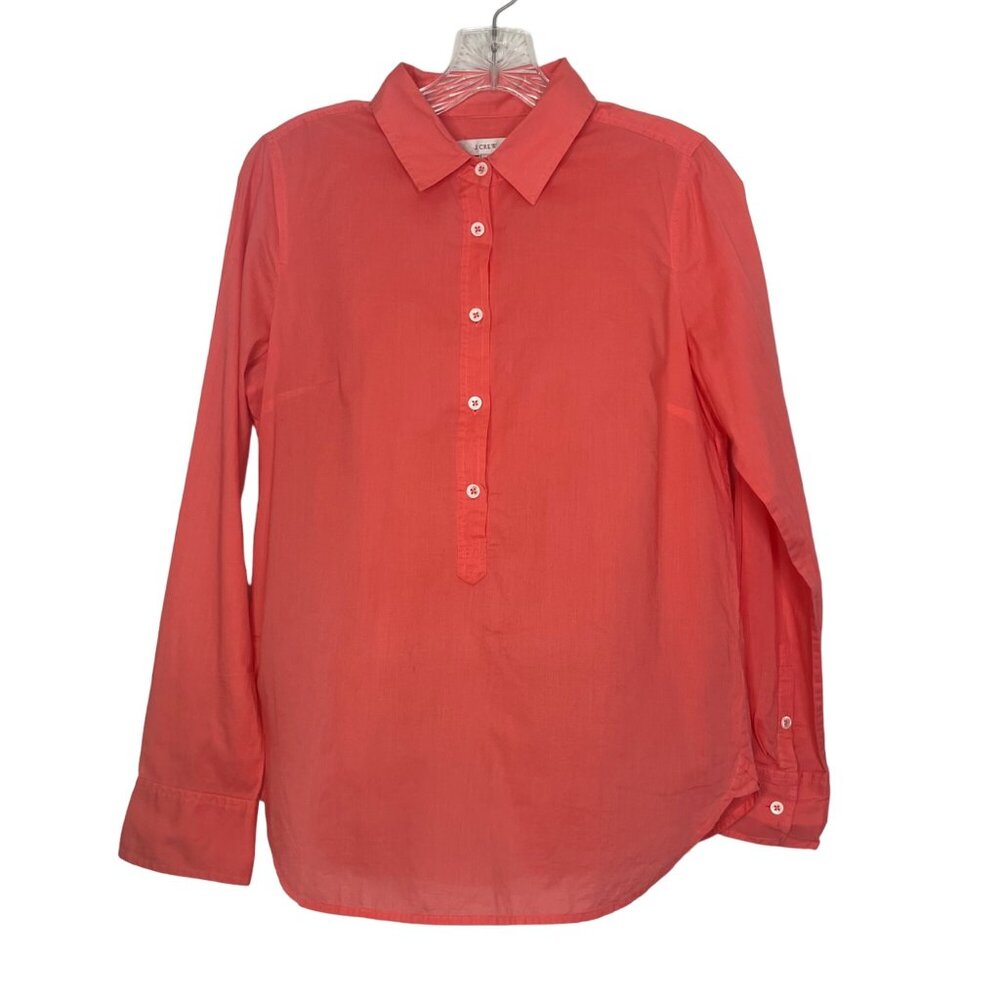 J Crew Half Button Shirt Womens Size 6 Coral PInk Lightweight